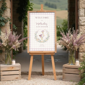 Affiche Sweet Lilac Gingham Baby Goose Welcome Sign LPM26