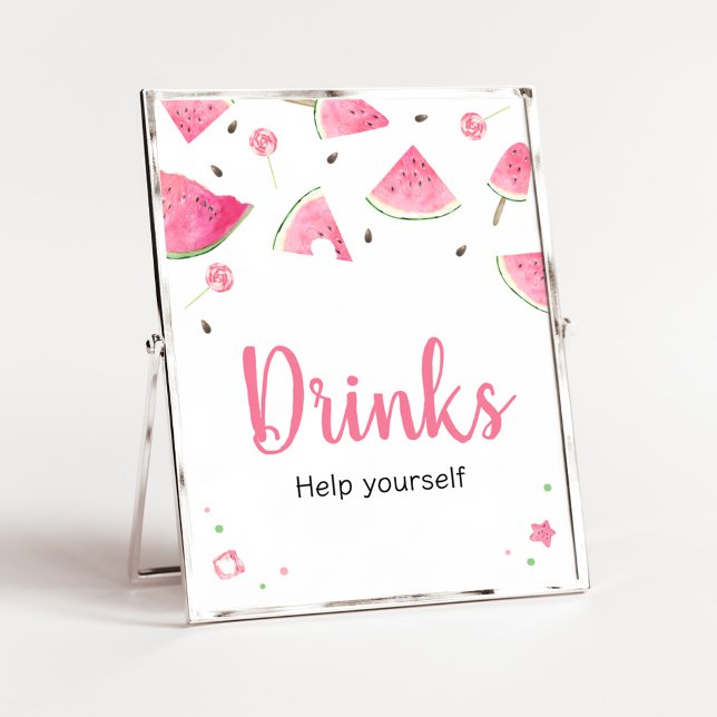 Affiche Sweet Little Baby Watermelon Baby shower Boissons (Watermelon Sweet Little Baby Shower Drinks Sign)