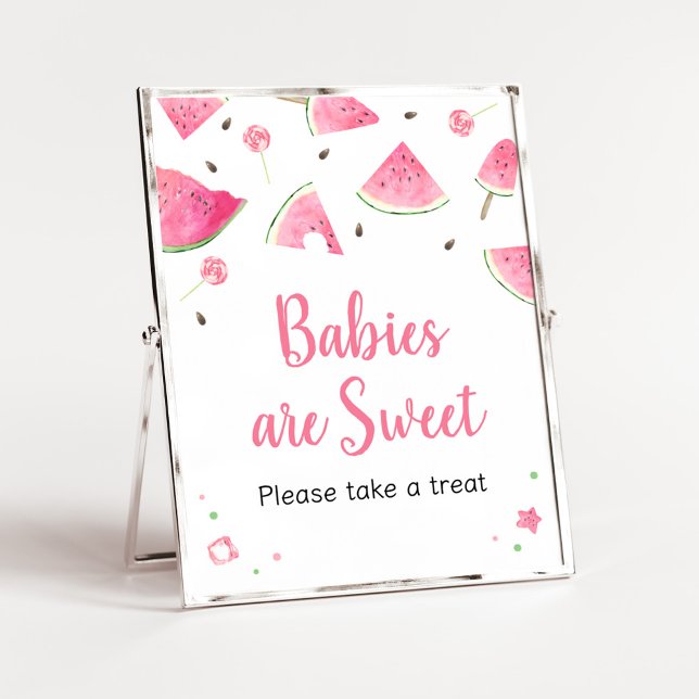 Affiche Sweet Little Baby Watermelon Les bébés sont doux (Watermelon Sweet Little Baby Shower Babies are Sweet Sign)