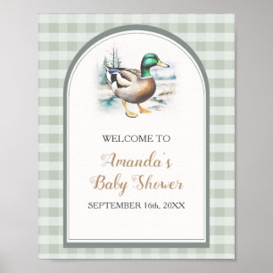 Affiche Sweet Little Duckling En vichy Baby shower Bienven
