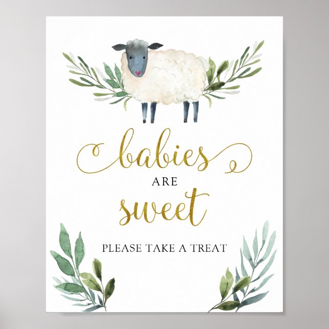 Affiche Sweet Little Lamb Greenery Les bébés sont doux (Devant)