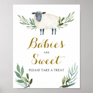 Affiche Sweet Little Lamb Greenery Les bébés sont doux