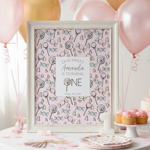 Affiche Sweet Little One Candy Thème Premier anniversaire