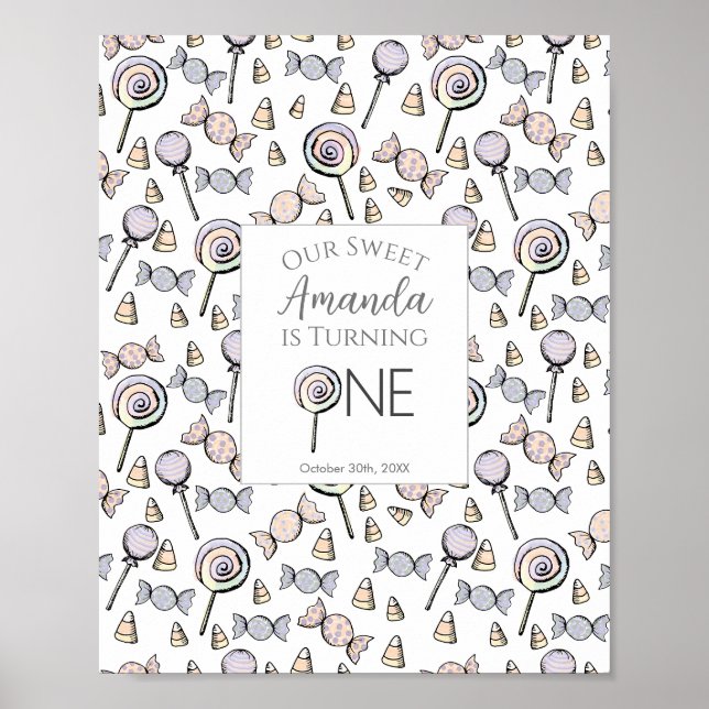 Affiche Sweet Little One Candy Thème Premier anniversaire (Devant)