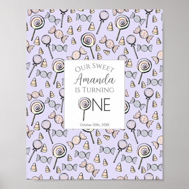 Affiche Sweet Little One Candy Thème Premier anniversaire (Devant)