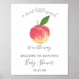 Affiche Sweet Little Peach Baby Shower Welcome Sign