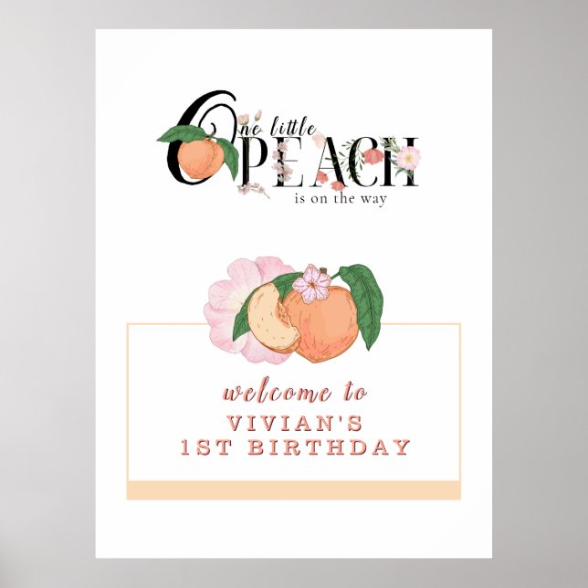 Affiche Sweet Little Peach Bienvenue à l'anniversaire (Devant)