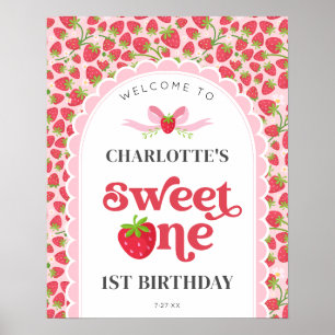 Affiche Sweet One Strawberry 1er Anniversaire 16x20 Bienve
