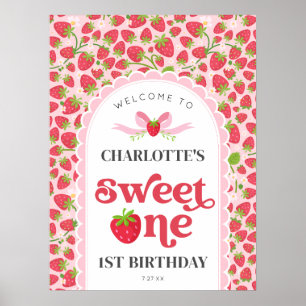 Affiche Sweet One Strawberry 1er Anniversaire 18x24 Bienve