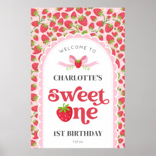 Affiche Sweet One Strawberry 1er Anniversaire 24x36 Bienve