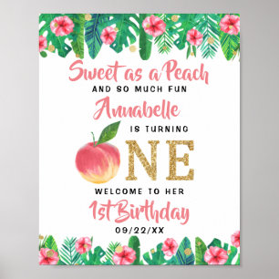 Affiche Sweet Peach Girls 1er Anniversaire Bienvenue