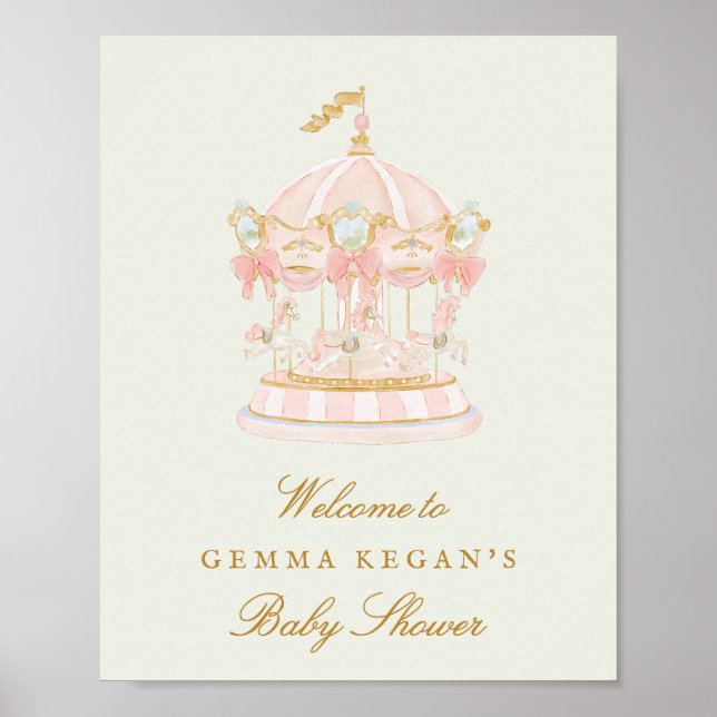 Affiche sweet princess green sage baby shower welcome sign (Devant)