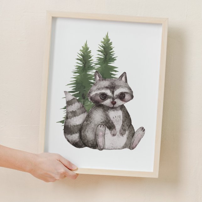 Affiche Sweet Raccoon Pine Tree Woodland Nursery Decor (Sweet Raccoon Pine Tree Woodland Nursery Decor)