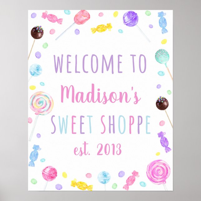 Affiche Sweet Shop Candy Anniversaire Bienvenue (Devant)