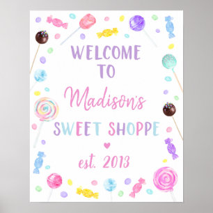 Affiche Sweet Shop Lollipop Candy Anniversaire Bienvenue