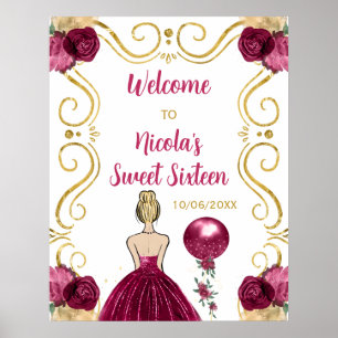 Affiche Sweet sixteen Blonde Princesse Bourgogne Bienvenue
