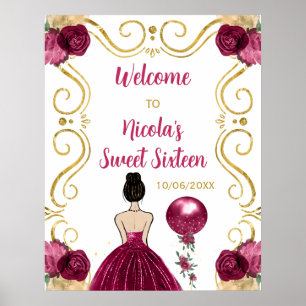 Affiche Sweet sixteen Brown Cheveux Princesse Bourgogne Bi