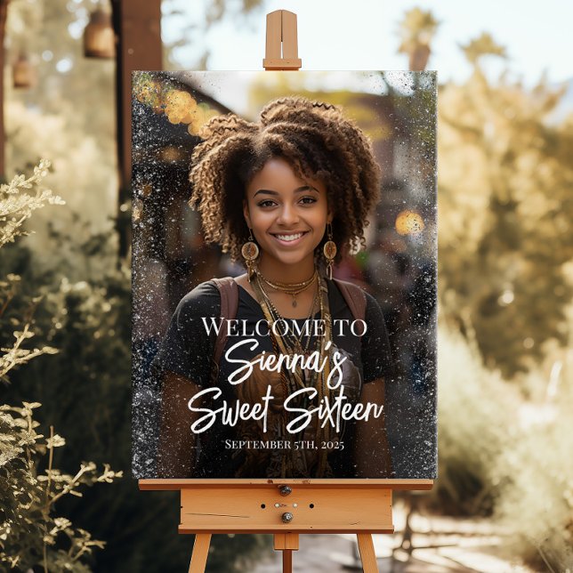Affiche Sweet sixteen fête signe d'accueil avec photo (Créateur téléchargé)
