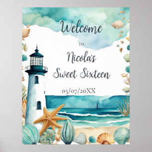 Affiche Sweet sixteen phare Nautique Anniversaire