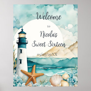 Affiche Sweet sixteen phare Nautique Anniversaire
