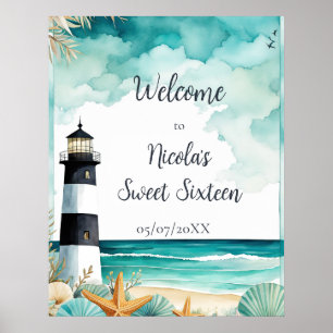 Affiche Sweet sixteen phare Nautique Anniversaire