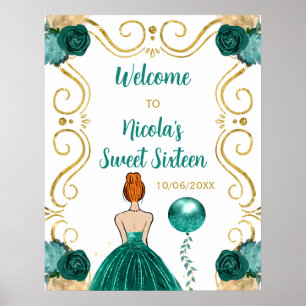 Affiche Sweet sixteen Red Hair Princesse Turquoise Blue We