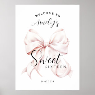 Affiche Sweet sixteen rose Bow