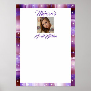 Affiche Sweet Sixteen, Satin Violet, Photo Personnalisé