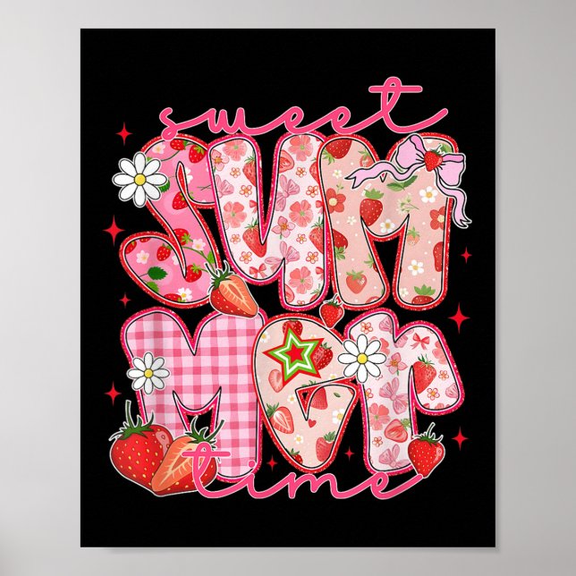 Affiche Sweet Summer Time Fraise Vibes été Hello Su (Devant)