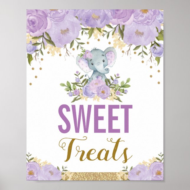 Affiche Sweet Traite Purple Elephant Lavande Florale Faveu (Devant)