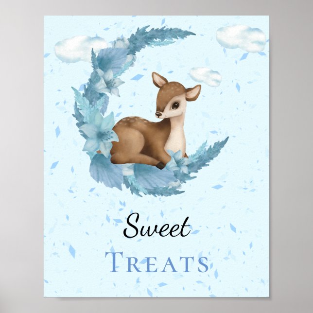 Affiche Sweet Traitements Cute petit Bambi bleu nuages pou (Devant)