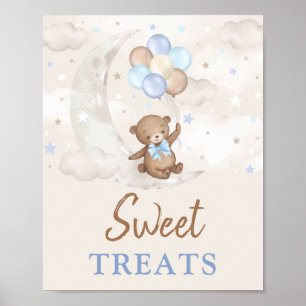 Affiche Sweet Traitements Lune Teddy Bear Bleu Brown Ballo