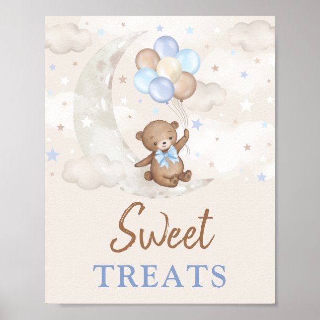 Affiche Sweet Traitements Lune Teddy Bear Bleu Brown Ballo (Devant)