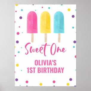 Affiche Sweet Un 1er anniversaire Rainbow Ice Pop