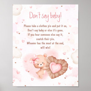 Affiche Sweetie Baby shower rose ne pas dire jeu de bébé