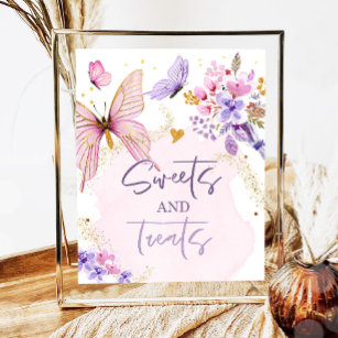 Affiche Sweets and Traitements Favors Butterfly Floral Gar