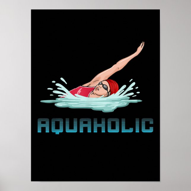 Affiche Swimming Cap Goggles Swim Love Funny Swimmer Girl (Devant)