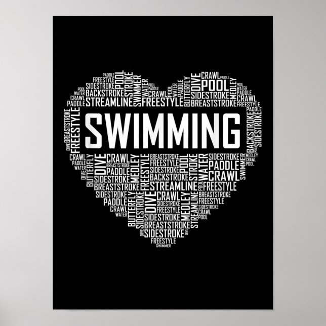Affiche Swimming Heart Coach Swimmer Venin Swim Lover Toxi (Devant)