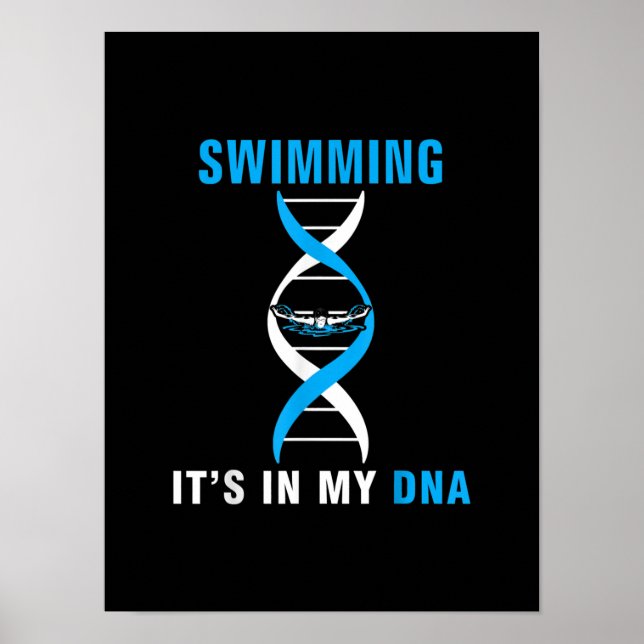 Affiche Swimming Its In My DNA Funny Swimer Cool Love (Devant)