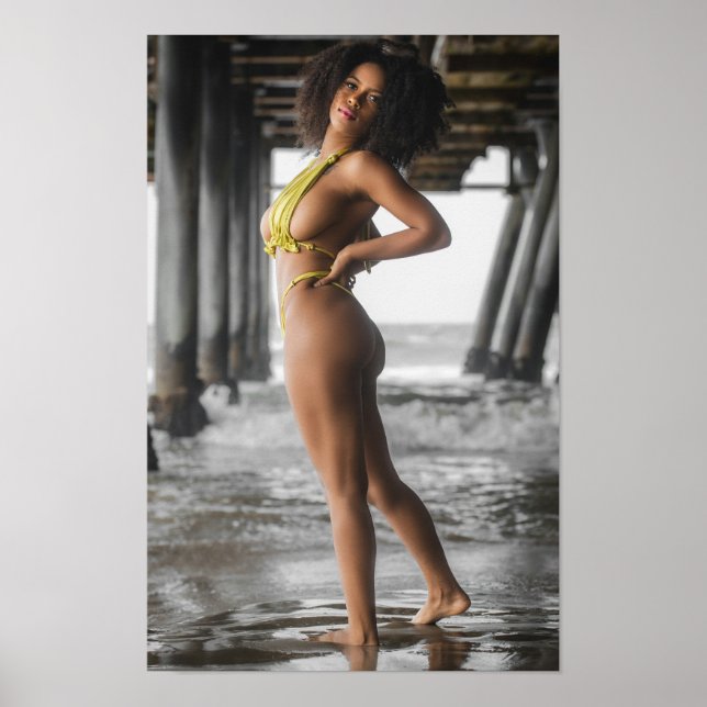 Affiche Swimsuit Model Posing Under A Pier (Devant)