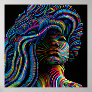 Affiche Swirl Rainbow Cheveux Black Melanin Afro Queen Cro