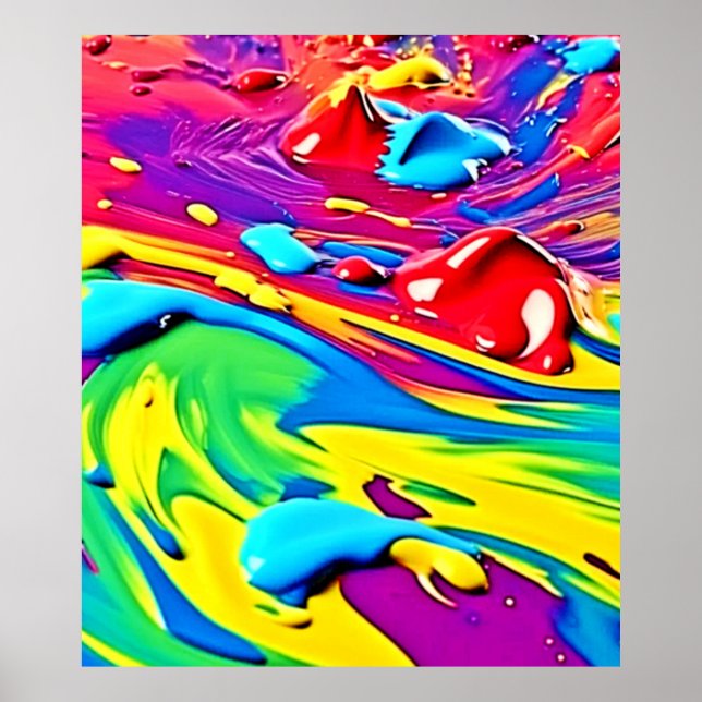 Affiche Swirling Vibrant Paint Art (Devant)