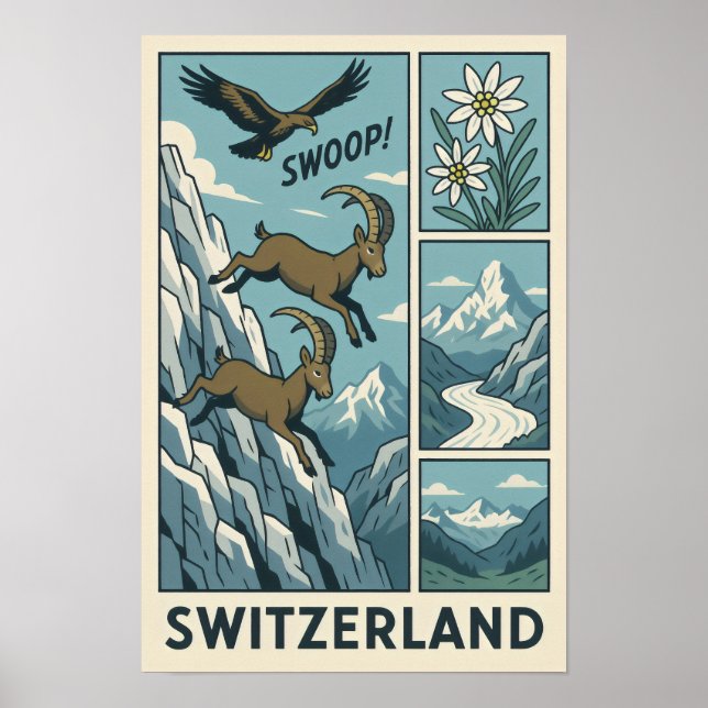 Affiche Swiss Alps Wildlife Comic (Devant)