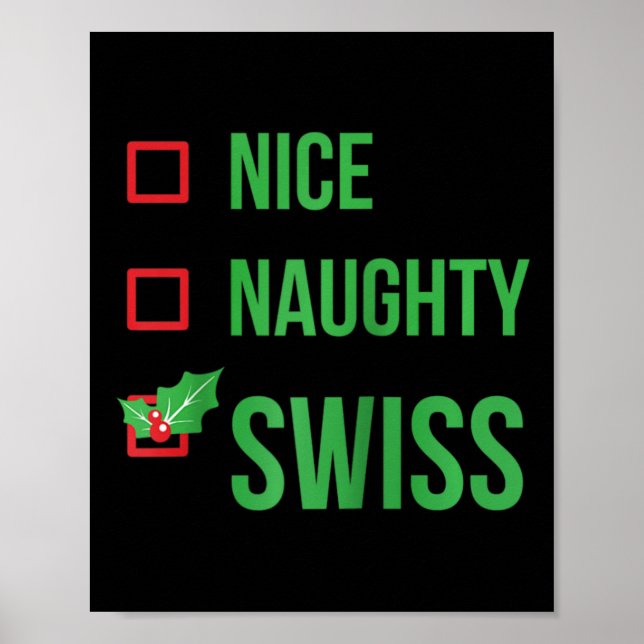 Affiche Swiss Funny Suisse Pyjama Noël Cadeau Ragl (Devant)