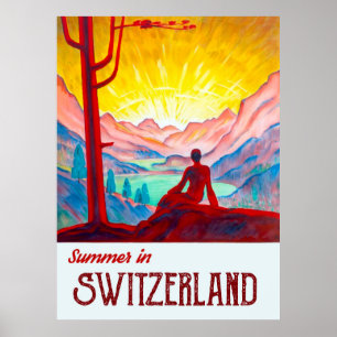 Affiche Switzerland, Sunrise Over the Mountains