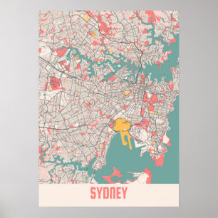 Affiche Sydney - Australia Chalk City Map
