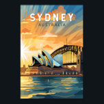 Affiche Sydney Australia Travel Art Vintage<br><div class="desc">Conception de déplacement vectoriel rétro de Sydney. Sydney,  capitale de la Nouvelle-Galles du Sud et l'une des plus grandes villes d'Australie,  est surtout connue pour son opéra de Sydney,  au bord du port,  au design distinctif ressemblant à une voile.</div>