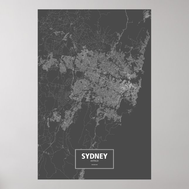 Affiche Sydney, Australie (blanc sur noir) (Devant)