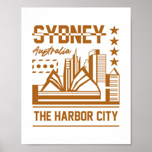 Affiche Sydney Australie Ville Portuaire Skyline Moderne D