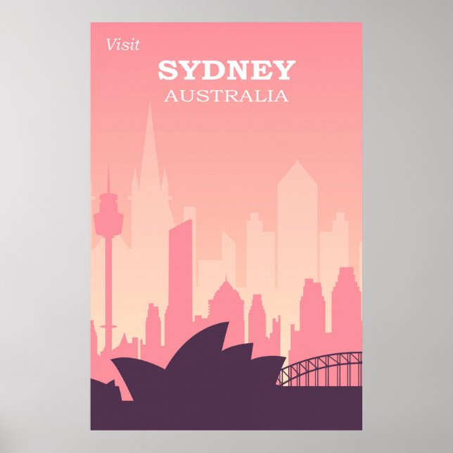 Affiche Sydney Australie Vintage voyage rose (Devant)